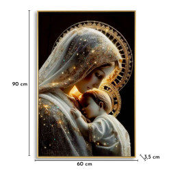 Tableau maternité laqué C avec cadre – impression murale moderne – 60 x 3,5 x 90 cm