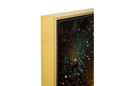 Tableau paon laqué avec cadre – décoration murale élégante – 70 x 4 x 100 cm