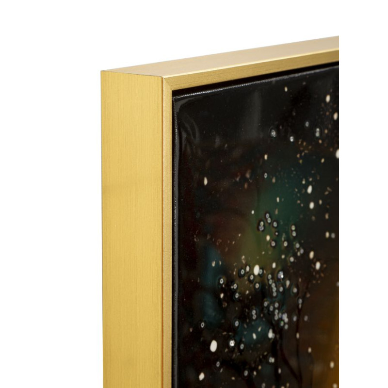 Tableau paon laqué avec cadre – décoration murale élégante – 70 x 4 x 100 cm