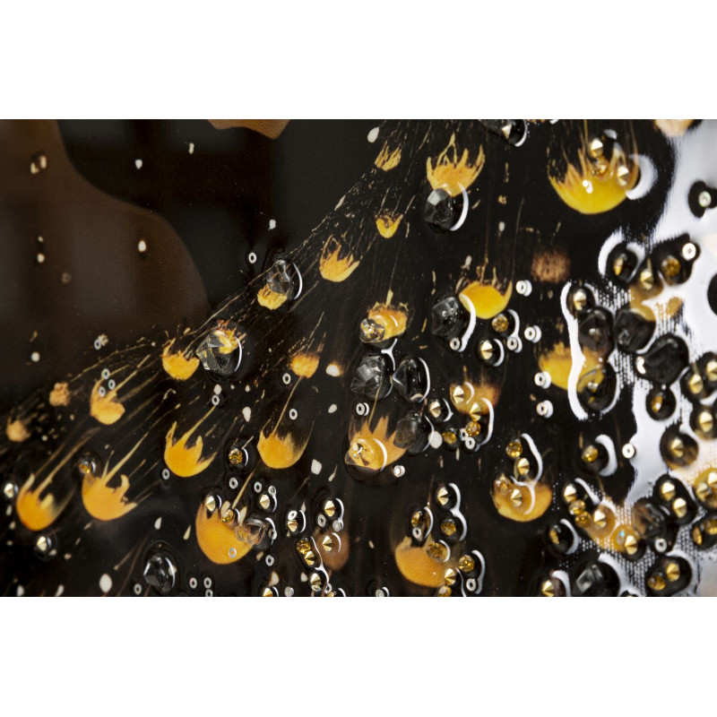 Tableau paon laqué avec cadre – décoration murale élégante – 70 x 4 x 100 cm