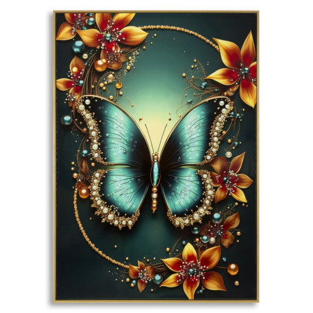 Tableau papillon laqué avec cadre – art mural moderne – 70 x 4 x 100 cm