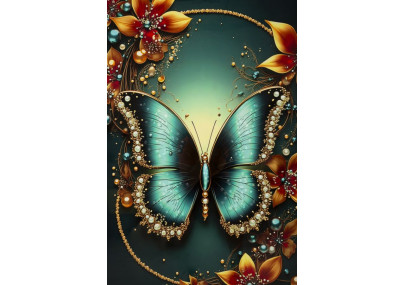 Tableau papillon laqué avec cadre – art mural moderne – 70 x 4 x 100 cm