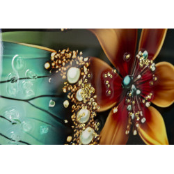 Tableau papillon laqué avec cadre – art mural moderne – 70 x 4 x 100 cm