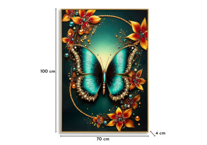Tableau papillon laqué avec cadre – art mural moderne – 70 x 4 x 100 cm