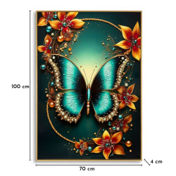 Tableau papillon laqué avec cadre – art mural moderne – 70 x 4 x 100 cm