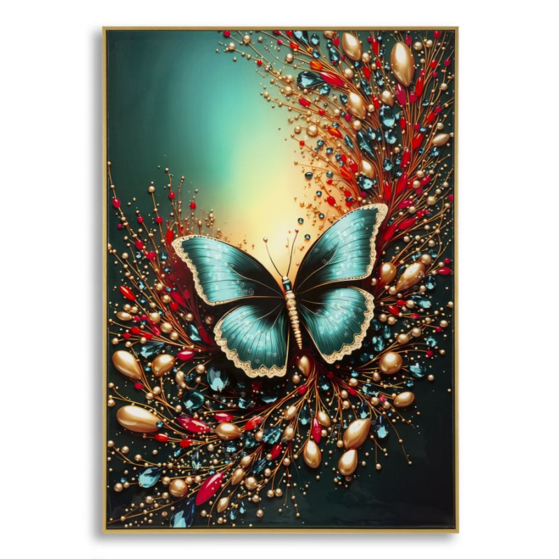 Tableau papillon laqué B avec cadre – décoration murale design – 70 x 4 x 100 cm