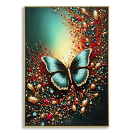Tableau papillon laqué B avec cadre – décoration murale design – 70 x 4 x 100 cm