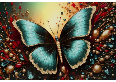 Tableau papillon laqué B avec cadre – décoration murale design – 70 x 4 x 100 cm
