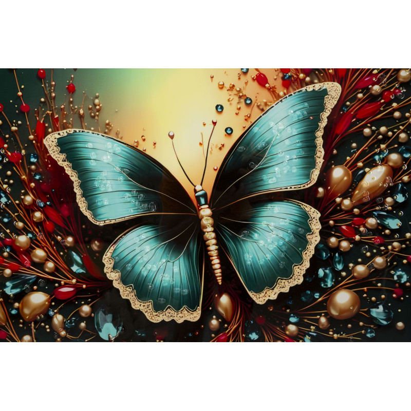 Tableau papillon laqué B avec cadre – décoration murale design – 70 x 4 x 100 cm