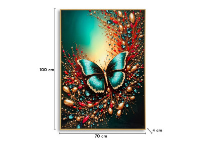 Tableau papillon laqué B avec cadre – décoration murale design – 70 x 4 x 100 cm