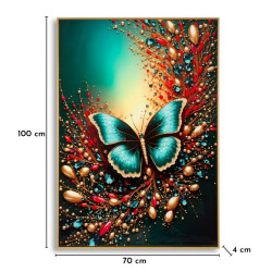 Tableau papillon laqué B avec cadre – décoration murale design – 70 x 4 x 100 cm