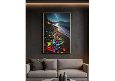 Tableau couleurs laquées B avec cadre – décoration murale contemporaine – 60 x 3,5 x 90 cm