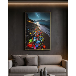 Tableau couleurs laquées B avec cadre – décoration murale contemporaine – 60 x 3,5 x 90 cm
