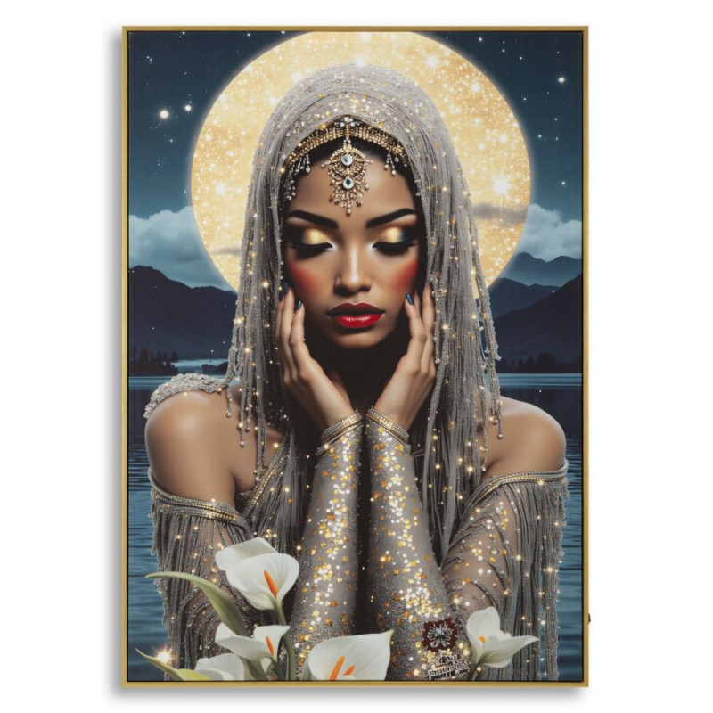 Tableau Vénus LED laqué avec cadre – décoration murale lumineuse – 70 x 4 x 100 cm