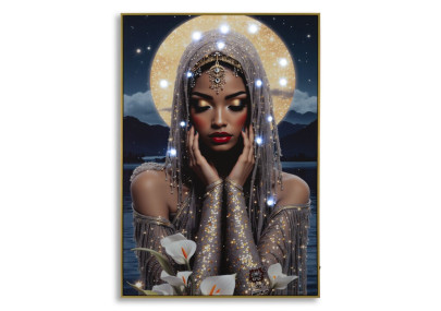 Tableau Vénus LED laqué avec cadre – décoration murale lumineuse – 70 x 4 x 100 cm