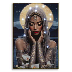 Tableau Vénus LED laqué avec cadre – décoration murale lumineuse – 70 x 4 x 100 cm