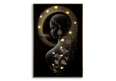 Tableau LED laqué avec cadre – art mural lumineux – 60 x 3,5 x 90 cm