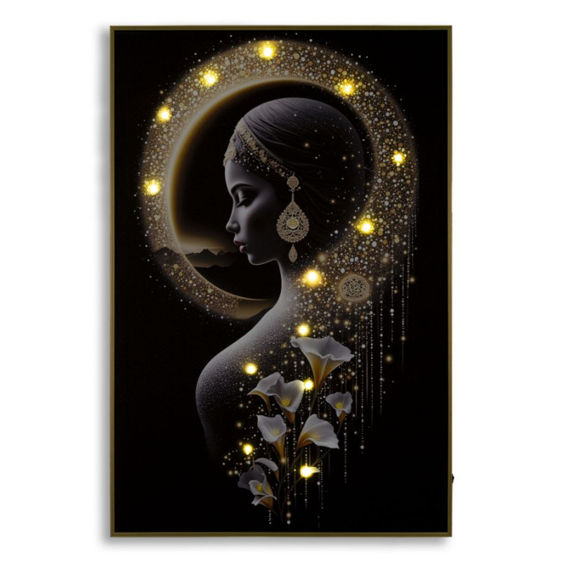 Tableau LED laqué avec cadre – art mural lumineux – 60 x 3,5 x 90 cm