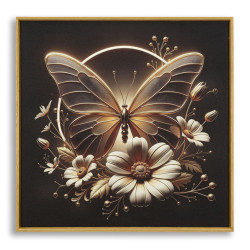 Tableau papillon LED laqué avec cadre – décoration murale lumineuse – 50 x 4 x 50 cm