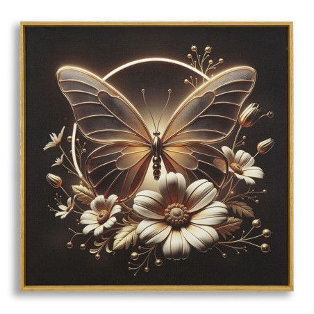 Tableau papillon LED laqué avec cadre – décoration murale lumineuse – 50 x 4 x 50 cm