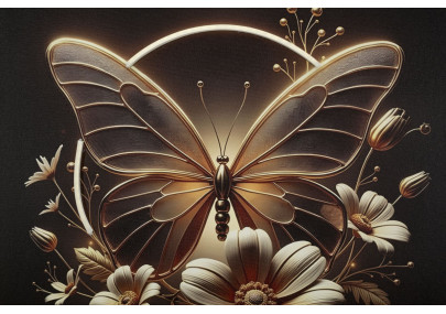Tableau papillon LED laqué avec cadre – décoration murale lumineuse – 50 x 4 x 50 cm