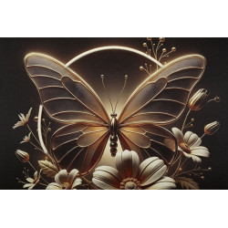 Tableau papillon LED laqué avec cadre – décoration murale lumineuse – 50 x 4 x 50 cm