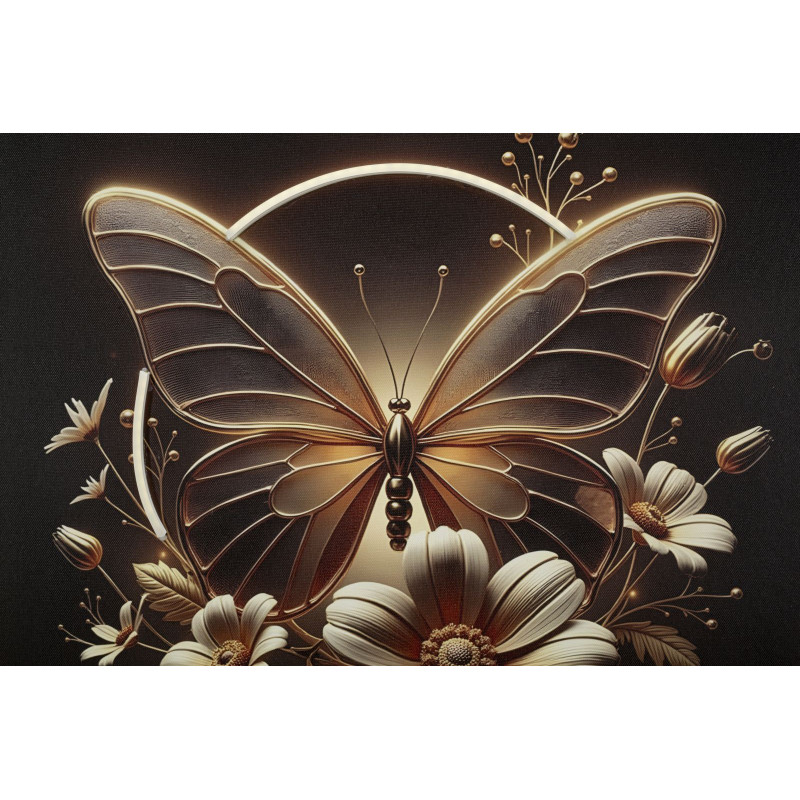 Tableau papillon LED laqué avec cadre – décoration murale lumineuse – 50 x 4 x 50 cm