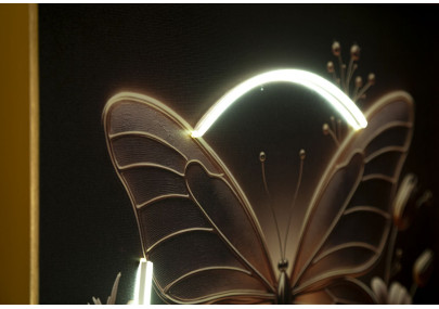 Tableau papillon LED laqué avec cadre – décoration murale lumineuse – 50 x 4 x 50 cm