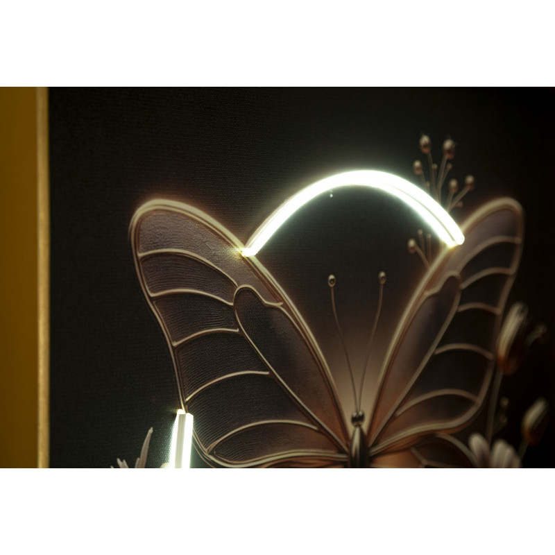 Tableau papillon LED laqué avec cadre – décoration murale lumineuse – 50 x 4 x 50 cm
