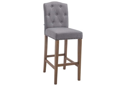 Tabouret de bar Louise en tissu gris clair antique