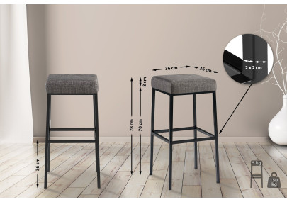 Tabouret de bar en tissu Montreal B80 gris
