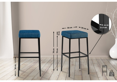 Tabouret de bar Montréal B80, tissu bleu