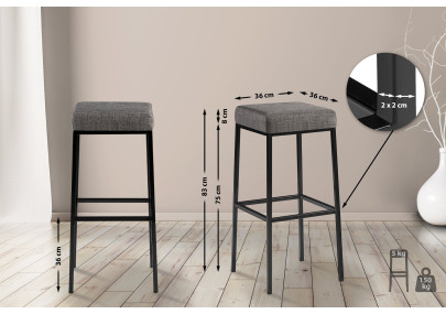 Tabouret de bar en tissu Montreal B85 gris