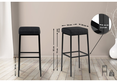 Tabouret de bar en tissu Montreal B85 gris foncé