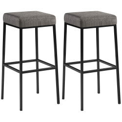 Ensemble de 2 tabourets de bar Montreal 85, tissu noir gris
