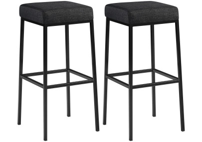 Ensemble de 2 tabourets de bar Montréal, 85 cm, tissu, noir/gris foncé