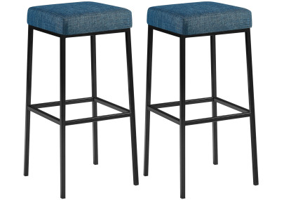 Set 2 sgabelli da bar Montreal 85, tessuto nero blu