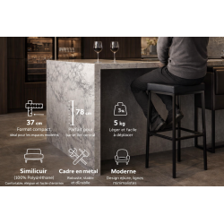 Tabouret de bar en tissu Montreal E80 gris