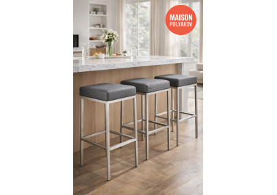 Tabouret de bar en tissu Montreal E80 gris