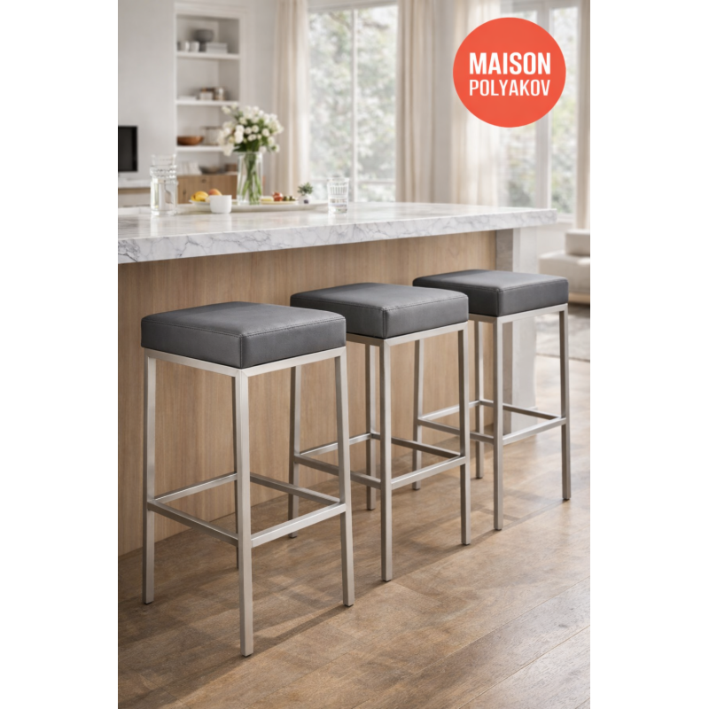 Tabouret de bar en tissu Montreal E80 gris