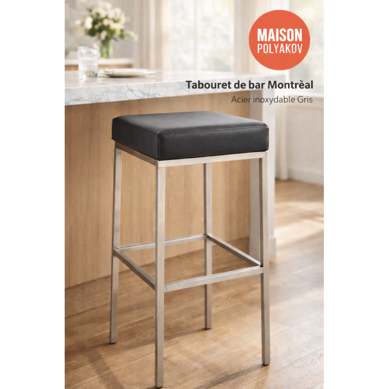 Tabouret de bar en tissu Montreal E80 gris
