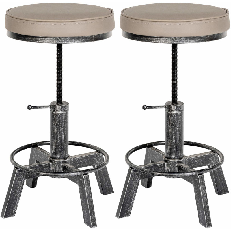 Lot de 2 tabourets Destin argent antique