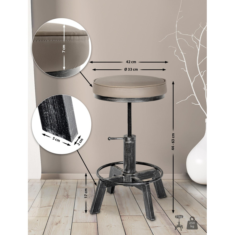 Lot de 2 tabourets Destin argent antique