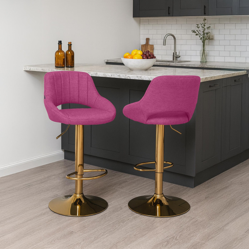 Tabouret de bar Milet, tissu doré violet