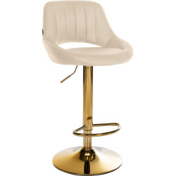 Tabouret de bar Milet, similicuir, doré crème