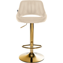 Tabouret de bar Milet, similicuir, doré crème