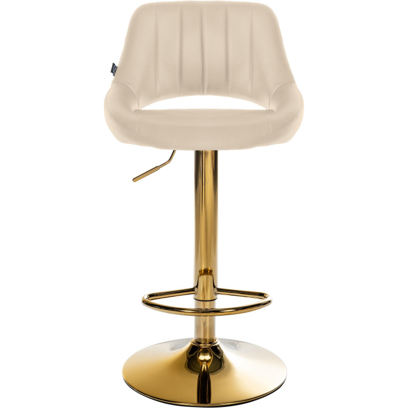 Tabouret de bar Milet, similicuir, doré crème