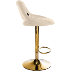 Tabouret de bar Milet, similicuir, doré crème