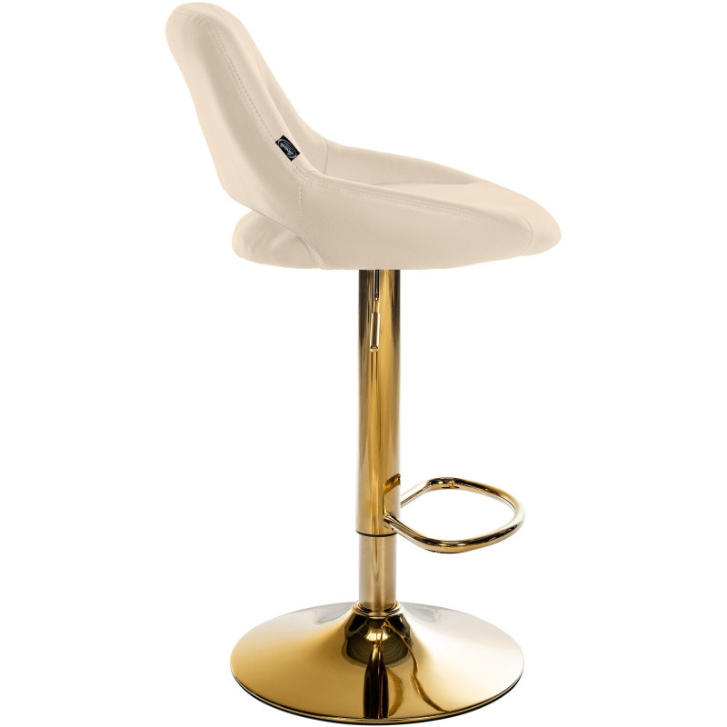 Tabouret de bar Milet, similicuir, doré crème