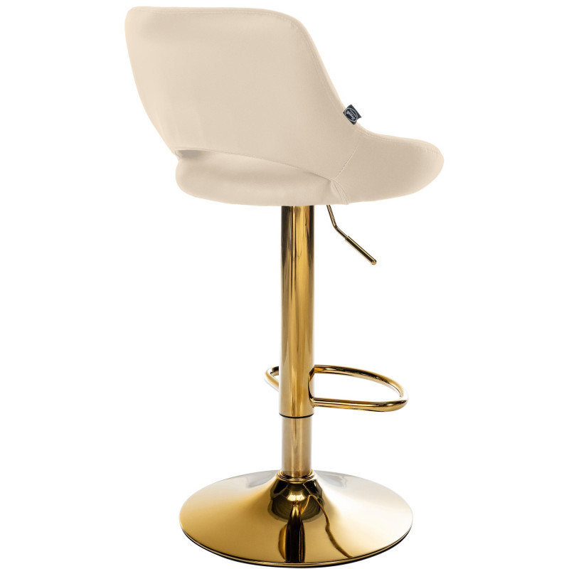 Tabouret de bar Milet, similicuir, doré crème
